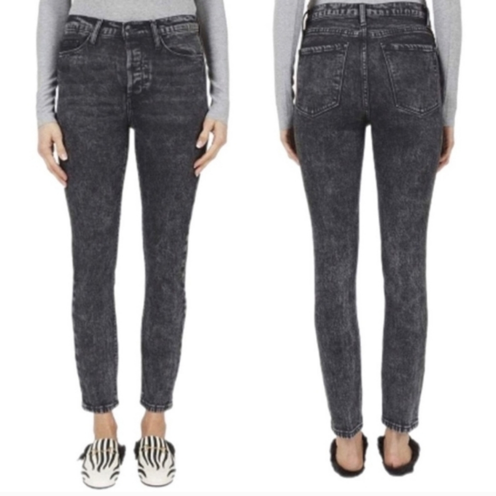 Black Orchid Joan Straight Leg Jeans 26 Black Acid Wash High Waist Vintage Fit
